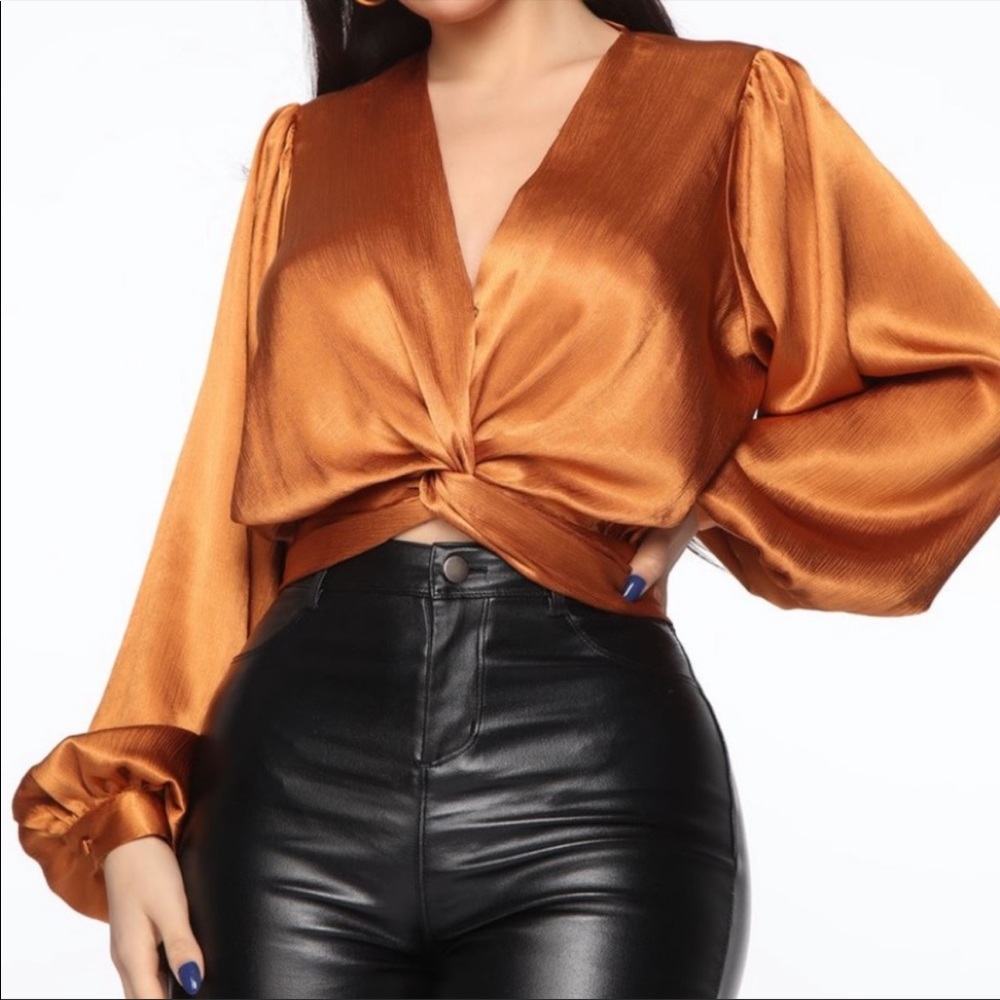 Beautiful orange satin blouse, only worn once!